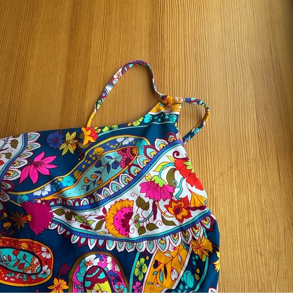 Trina Turk M 8 colorful Provence paisley bandeau one shoulder onepiece swimsuit - Picture 2 of 9